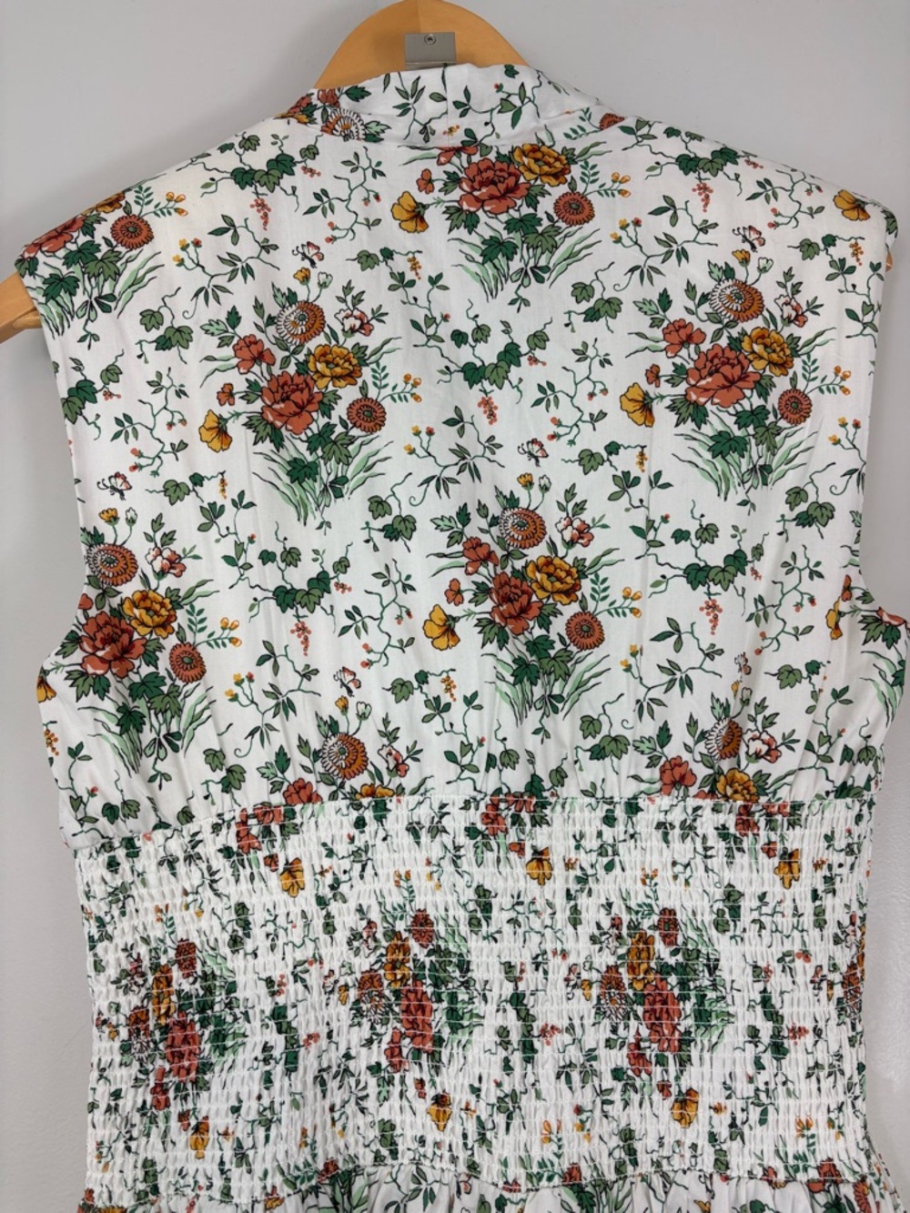 Anthropologie The Tommie cap sleeve smocked front zip floral midi - Picture 13 of 14